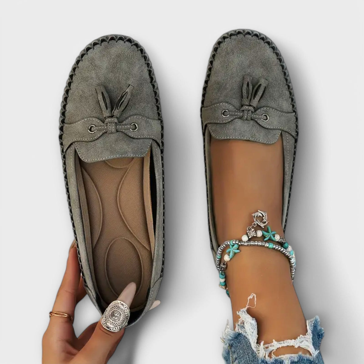 Suede Look Tassel Round Toe Slip On Loafers