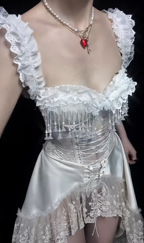 Off The Shoulder White Lace High Low Prom Dress Evening Party Dress