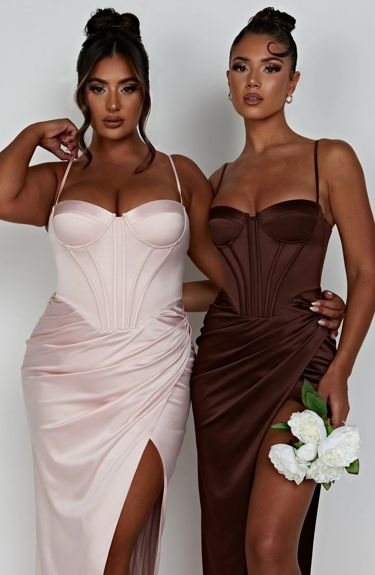 Satin Corset Bustier Cami Strap Wrap High Split Maxi Dress 20