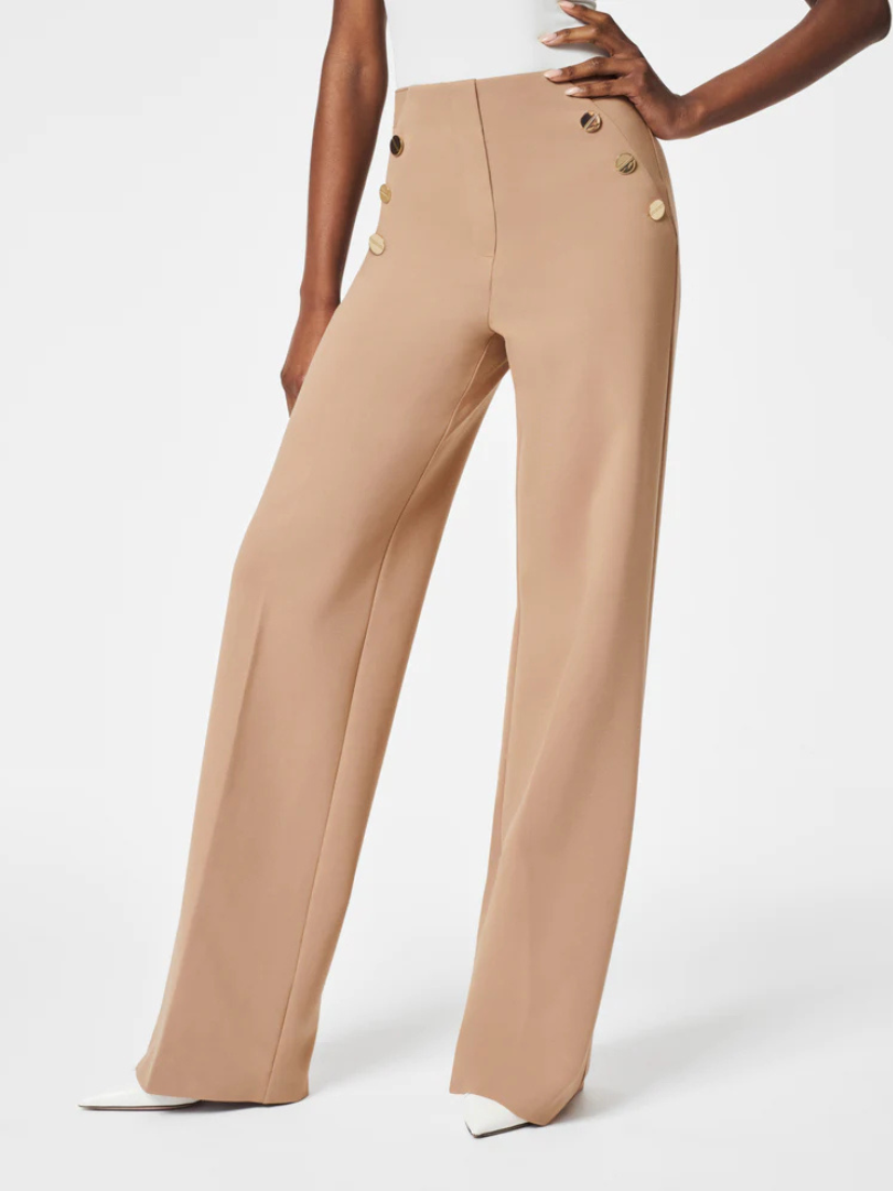 V-Neck Sleeveless Button Detail Wide Leg Jumpsuit