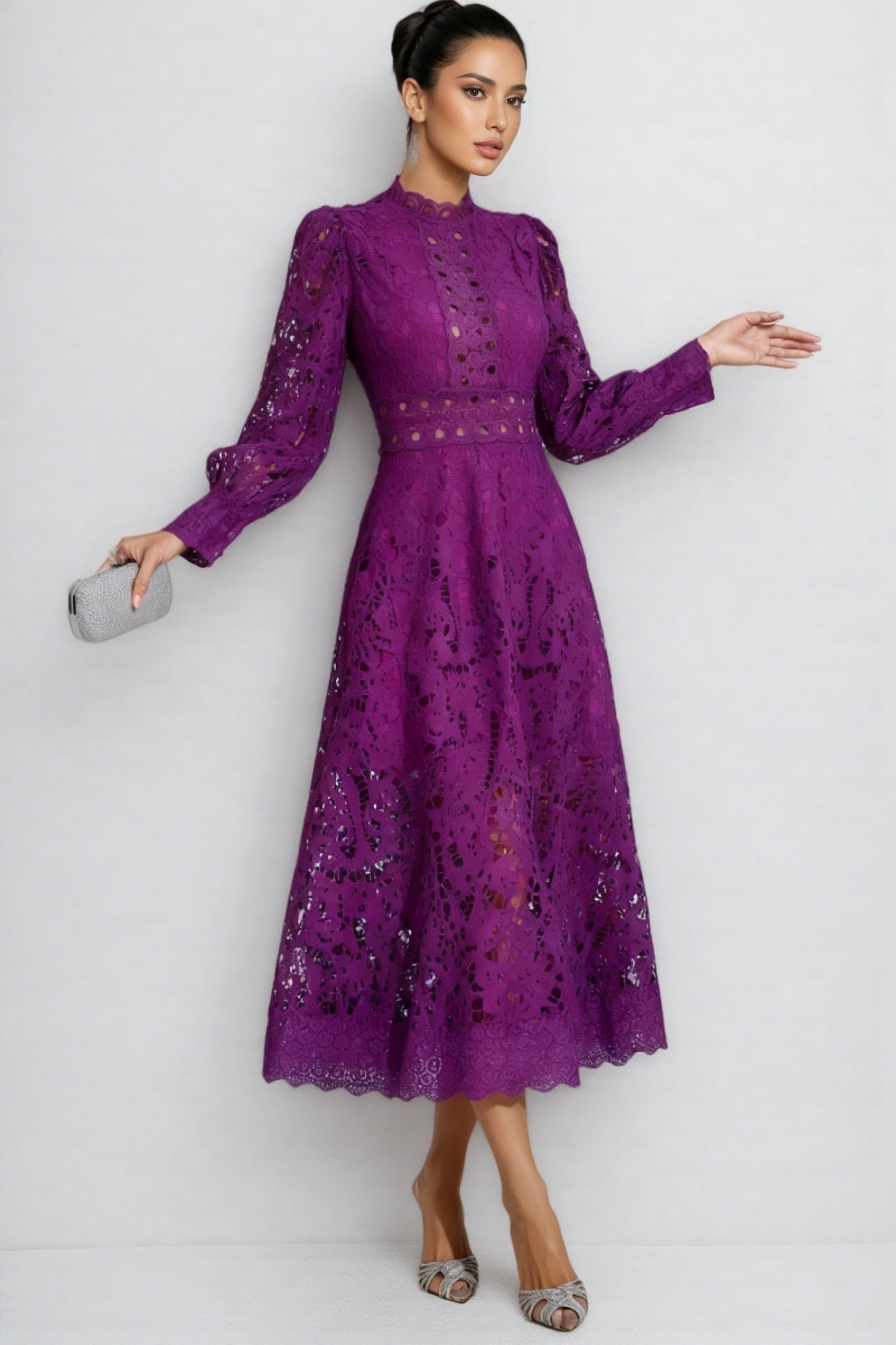 Maris Purple Lace Cutout Maxi Dress - View 5