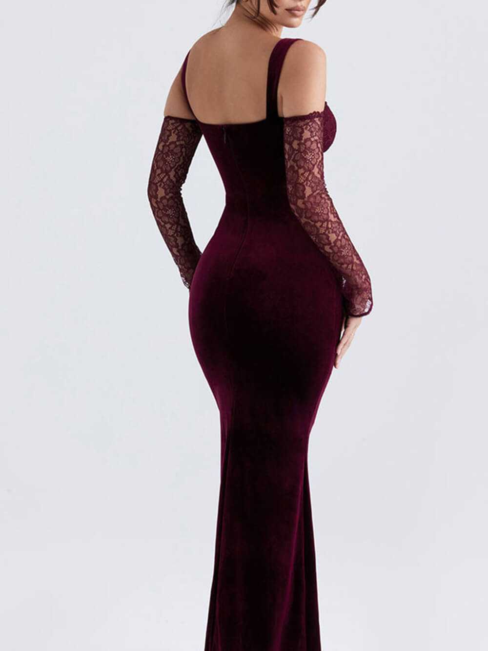 Lace Halter Strap Off The Shoulder Maxi Dress