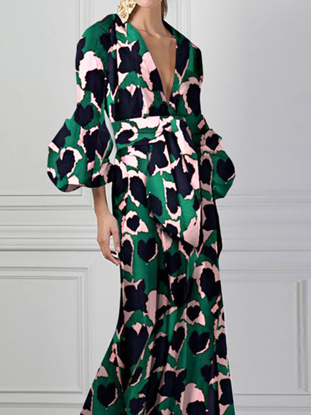 Alluring V Neck Maxi Dress