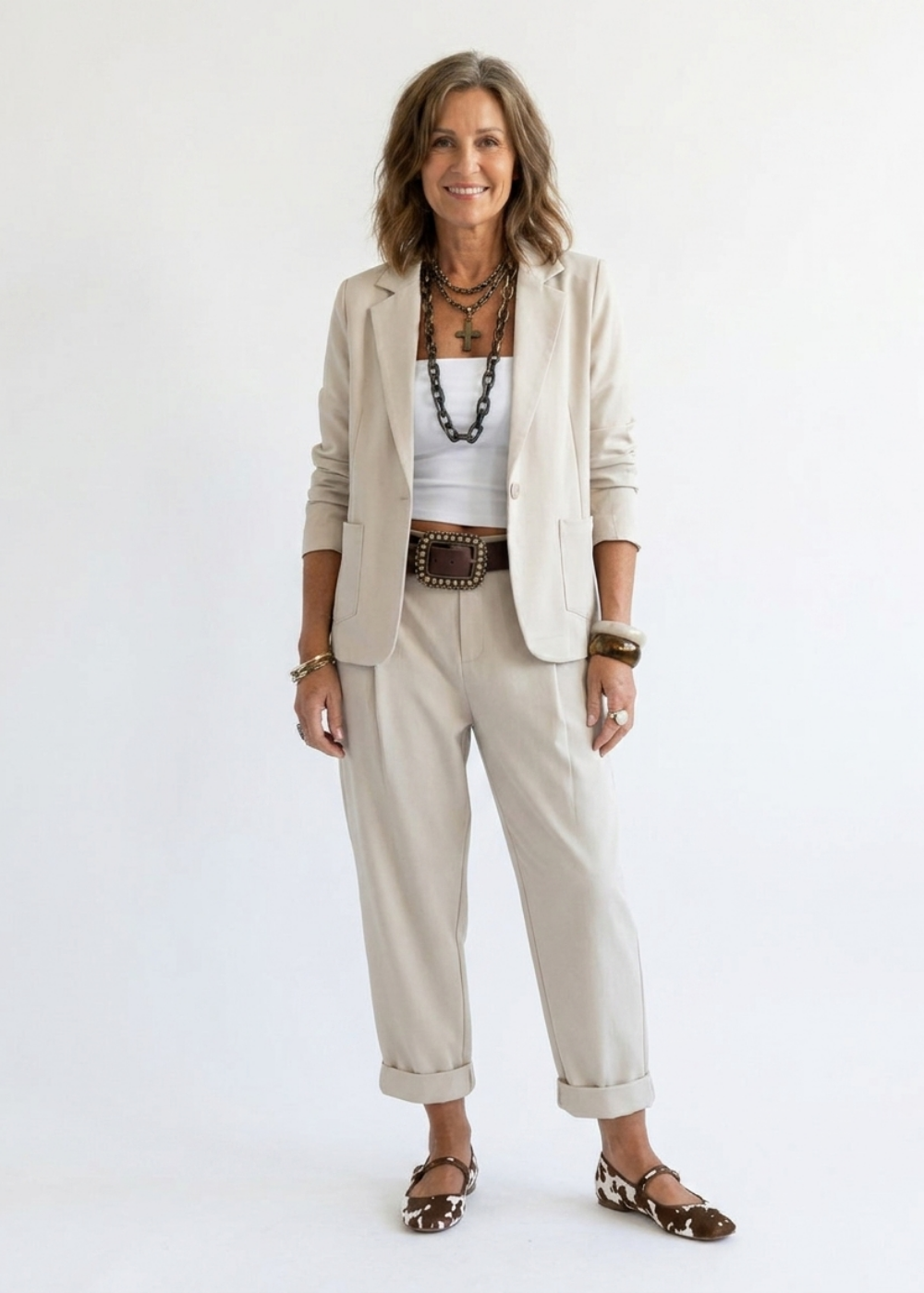 Notch Lapel Blazer and Tapered Pants Two Piece Set