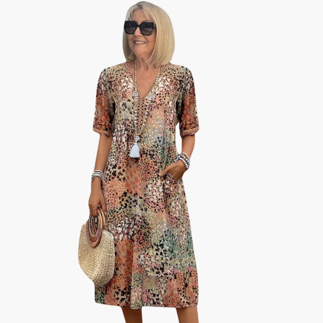 Aurora | Floral Dress Beige