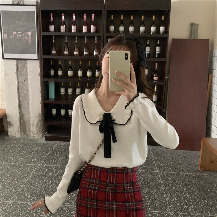 Doll Collar Knitted Cozy Sweater