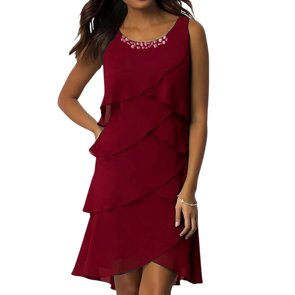 Grace | Tiered Cocktail Dress Red