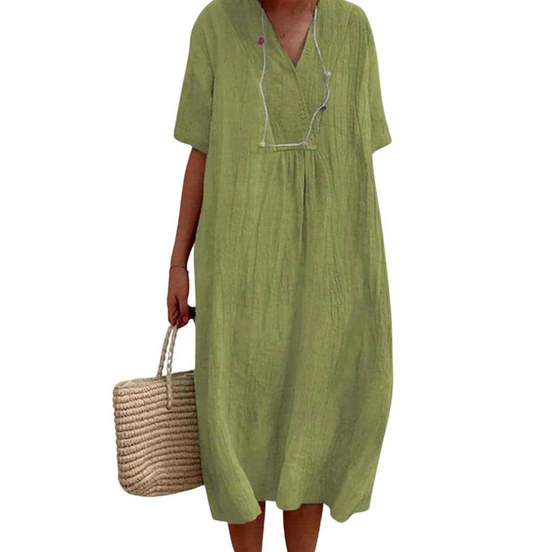 Cara | Relaxed Fit Midi Dress Olive Green