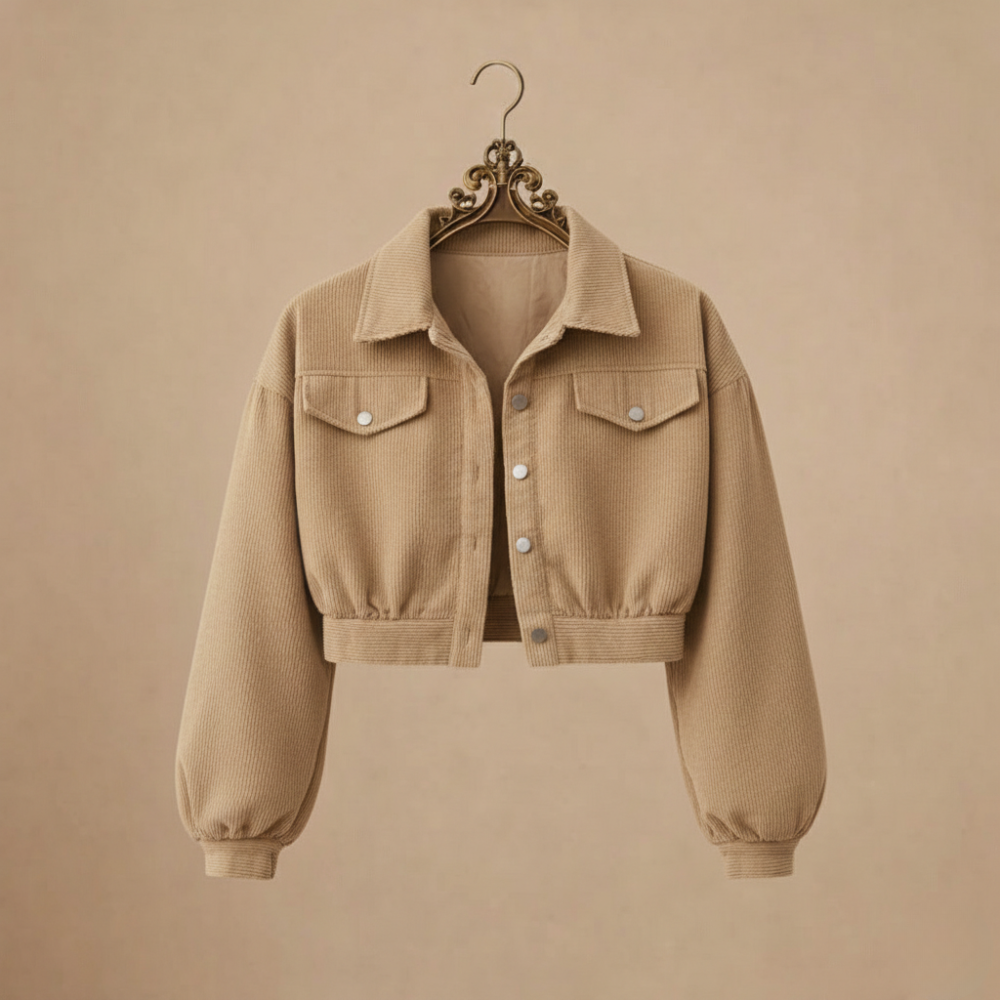 Corduroy Button Front Cropped Jacket 16