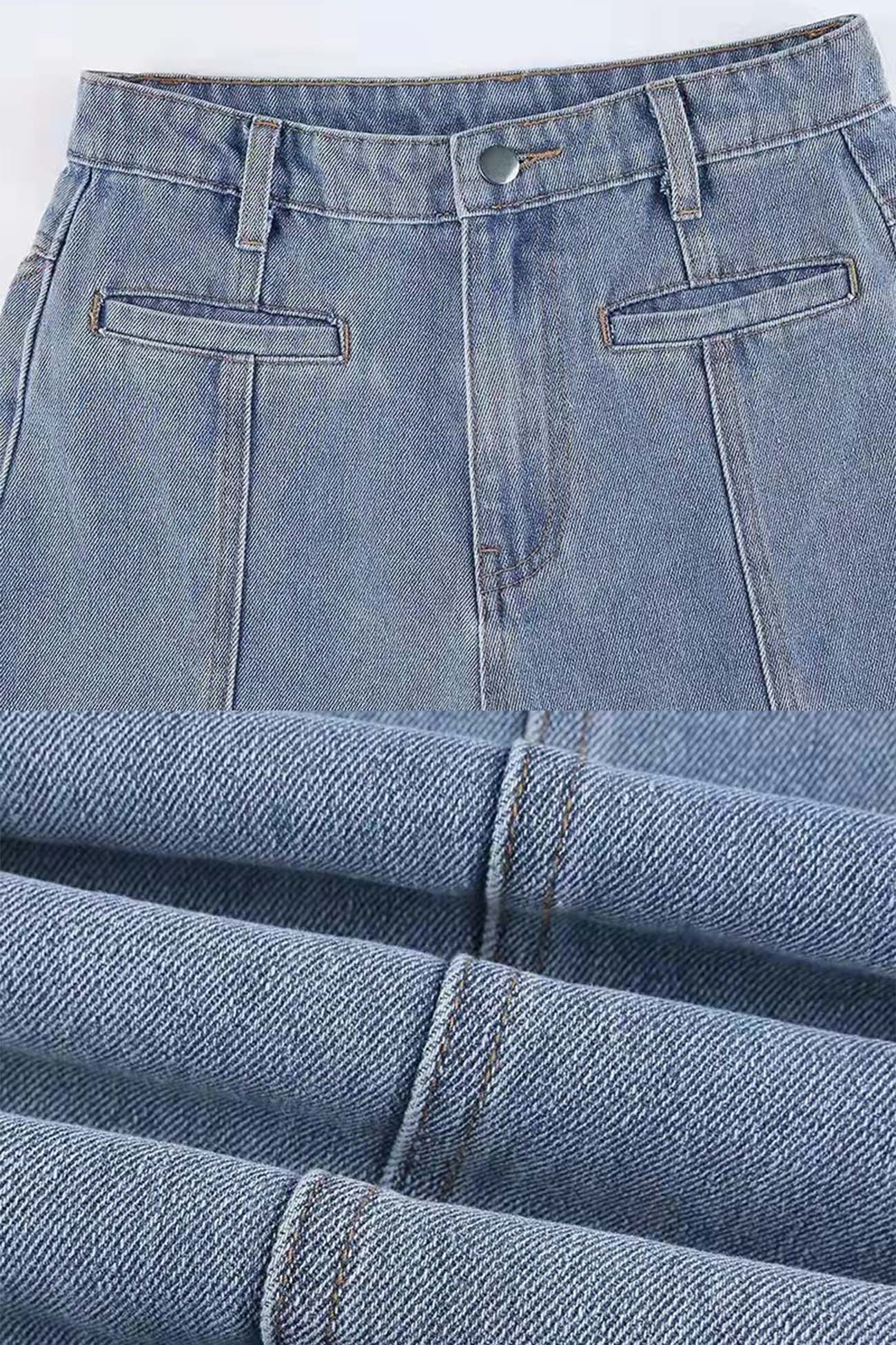 Five-Pointed Star Contrast Mid-rise Jeans