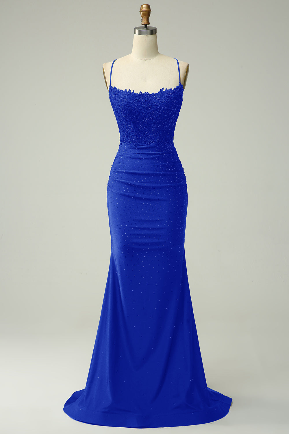 Dark Green Mermaid Spaghetti Straps Long Prom Dress with Appliques Beading