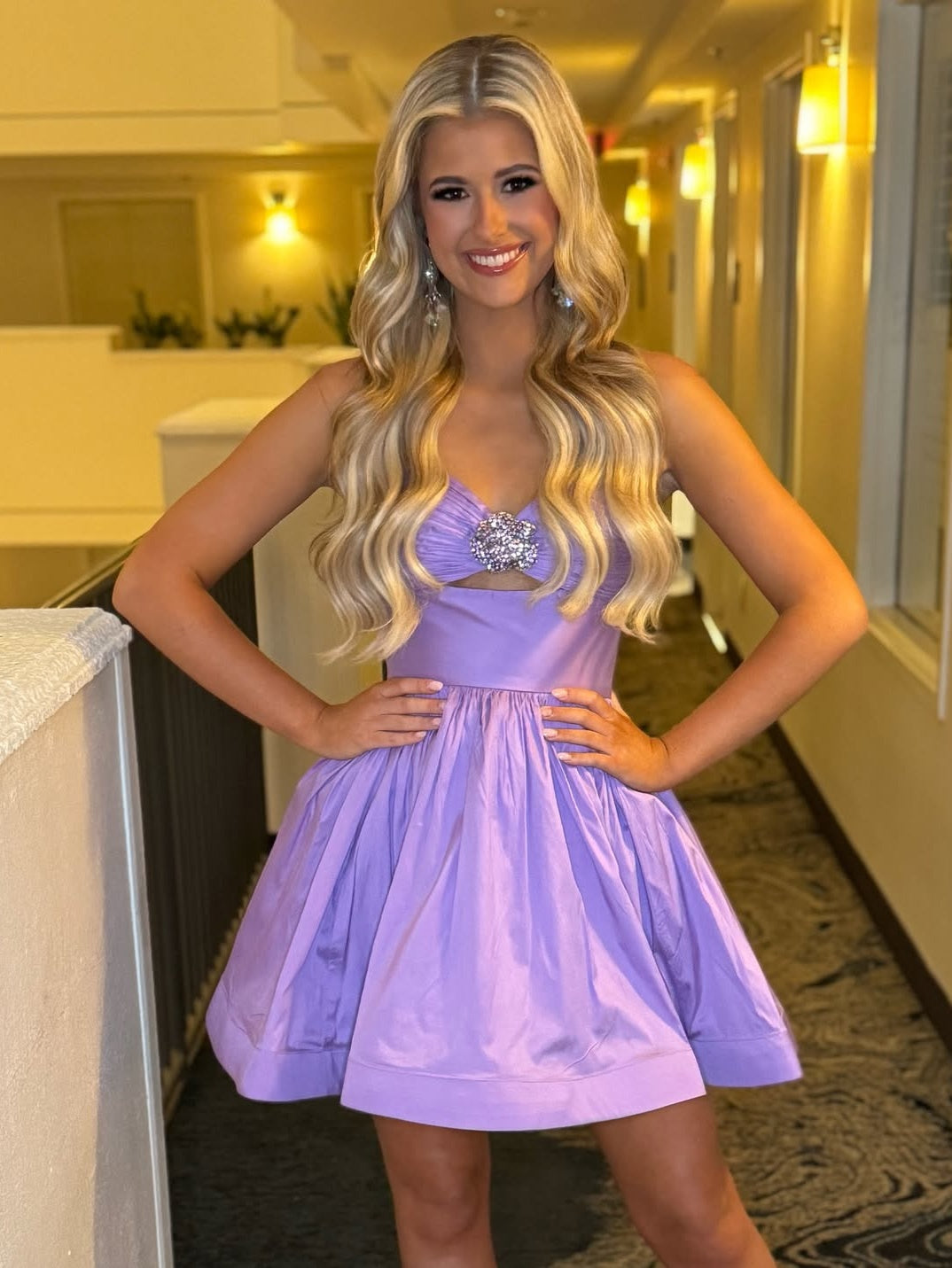 Stylish A Line Spaghetti Straps Blue/Light Green Short Homecoming Dress with Keyhole