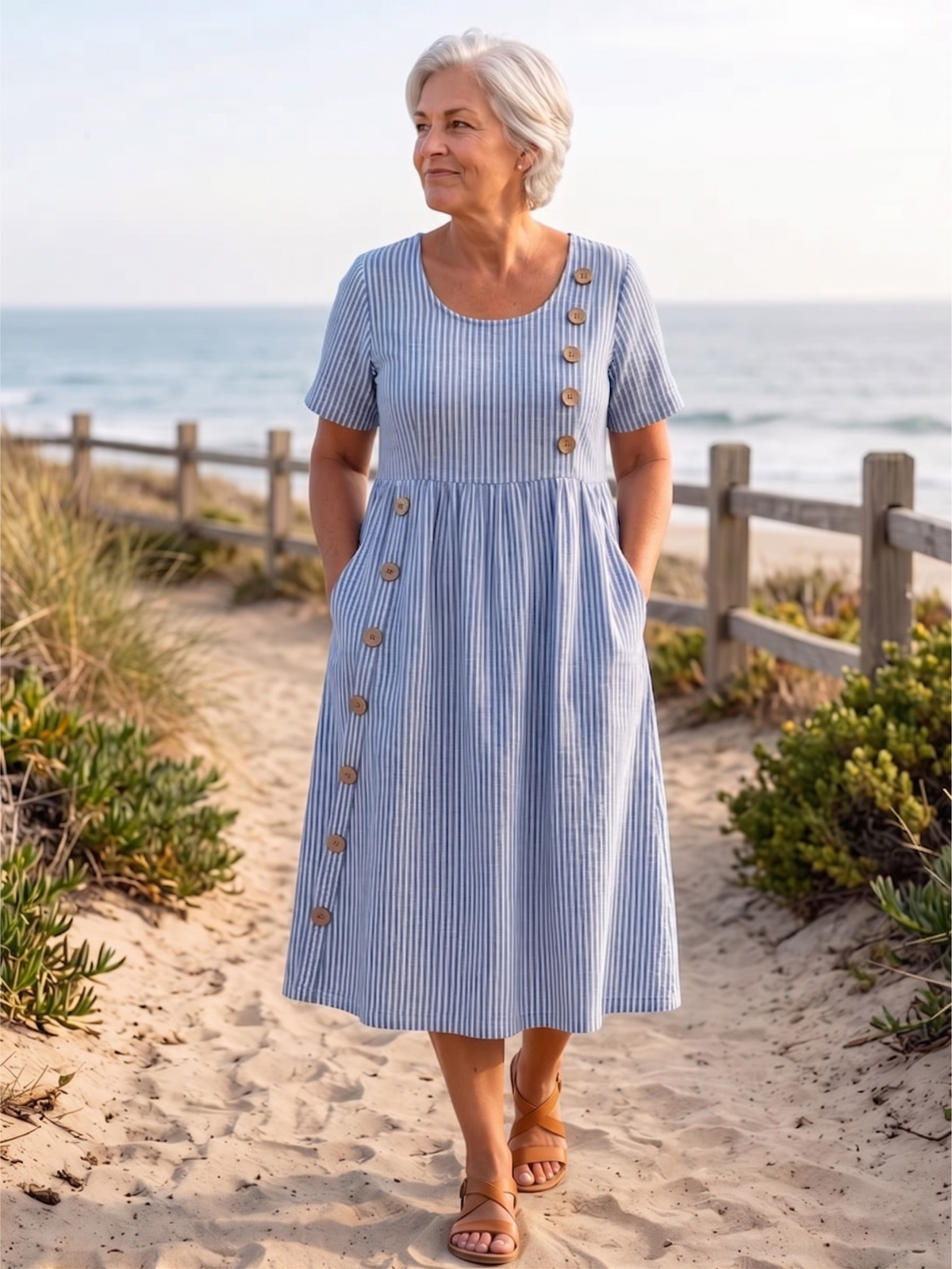 SOFIA™ - STRIPED SUMMER MIDI DRESS