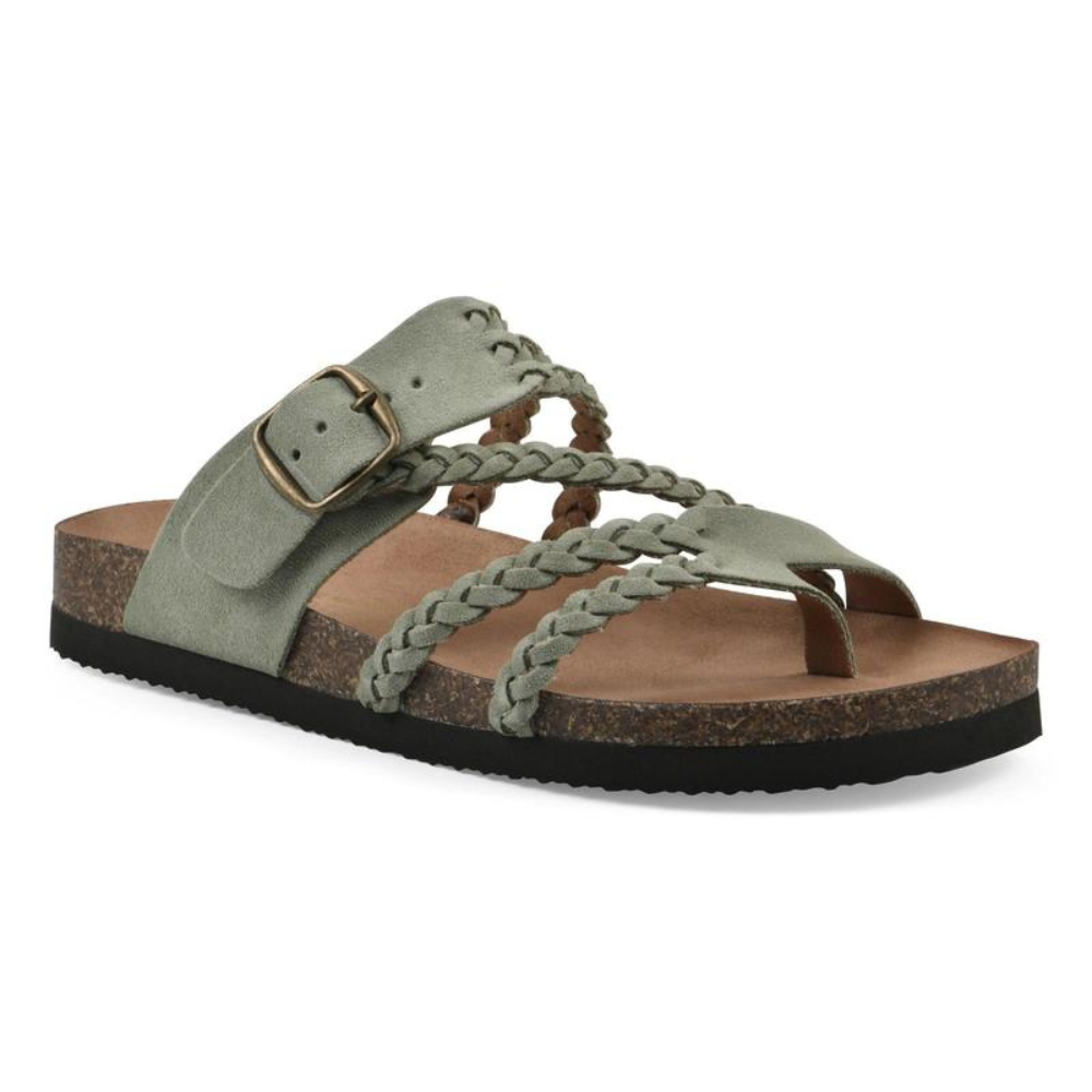 Braided Strap Buckle Cork Footbed Slide Sandals