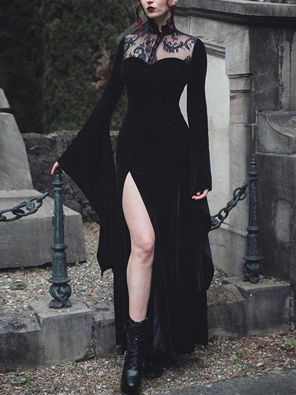 Halloween Glamorous Slit Skirt Witch Maxi Dress