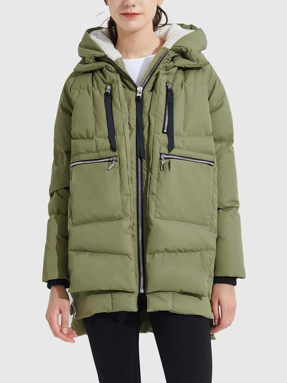 Hooded Zip Front Quilted Longline Puffer Jacket