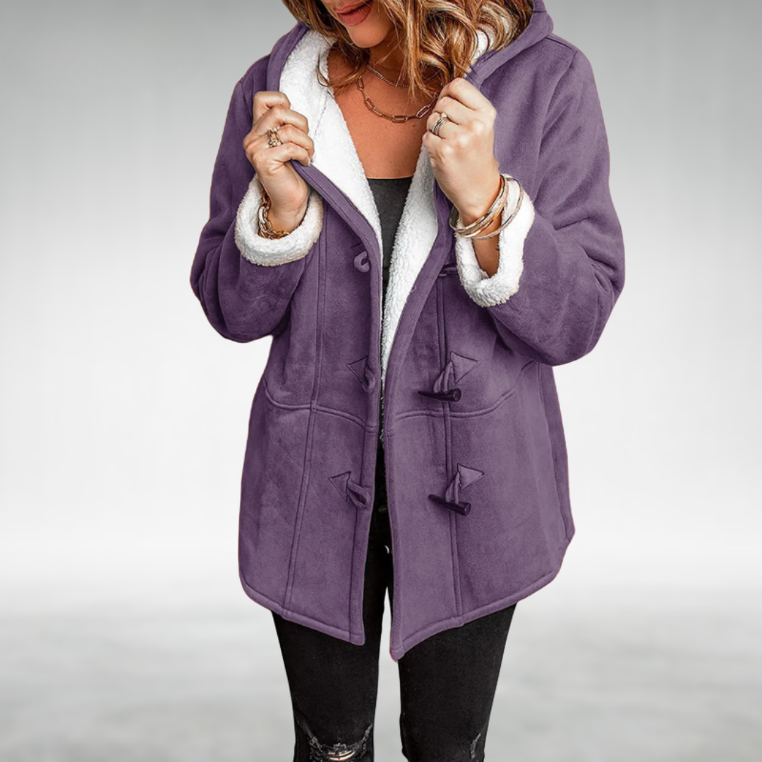 Hooded Sherpa Lined Toggle Faux Suede Jacket