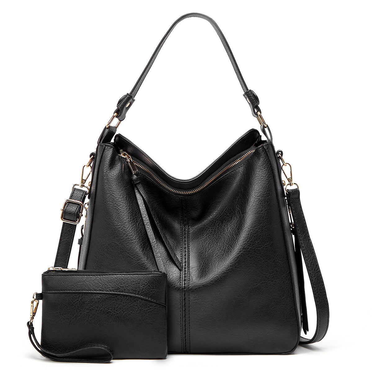 Zip Pocket Slouchy Hobo Shoulder Bag