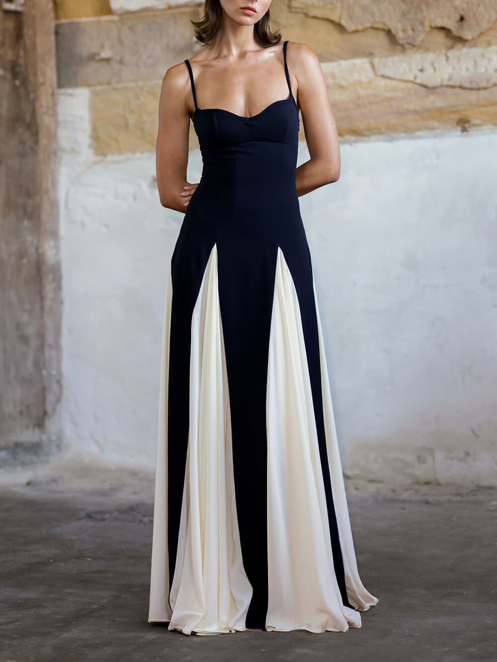Elegance Panelled Tulle A - line Slip Maxi Dress - View 2