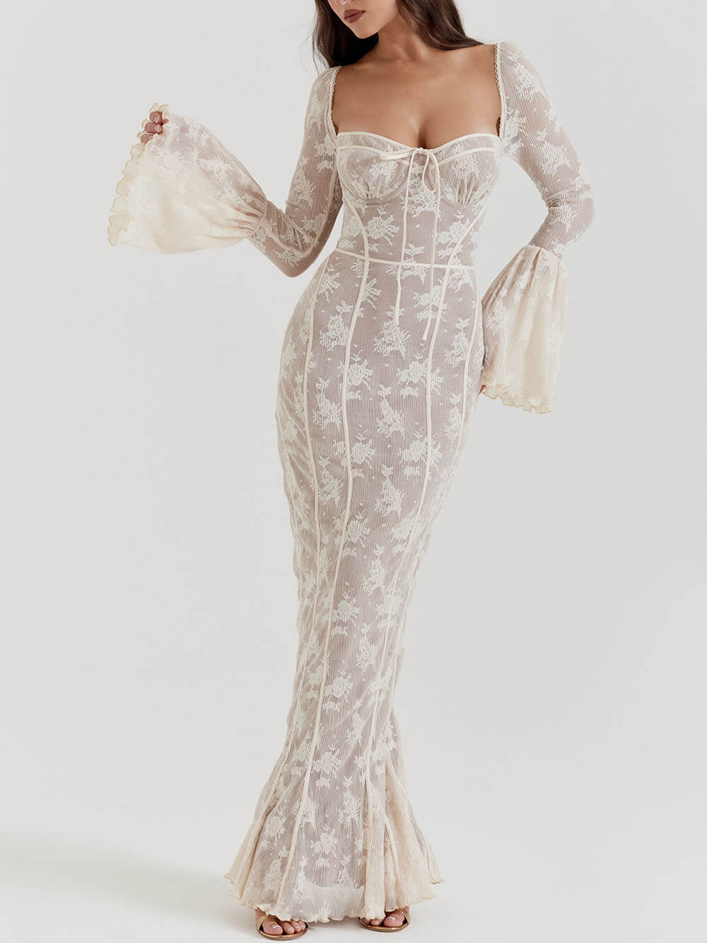 Timeless Cream Lace Maxi Dress