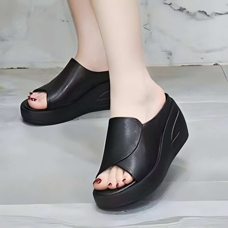 Open Toe Platform Wedge Slide Sandals