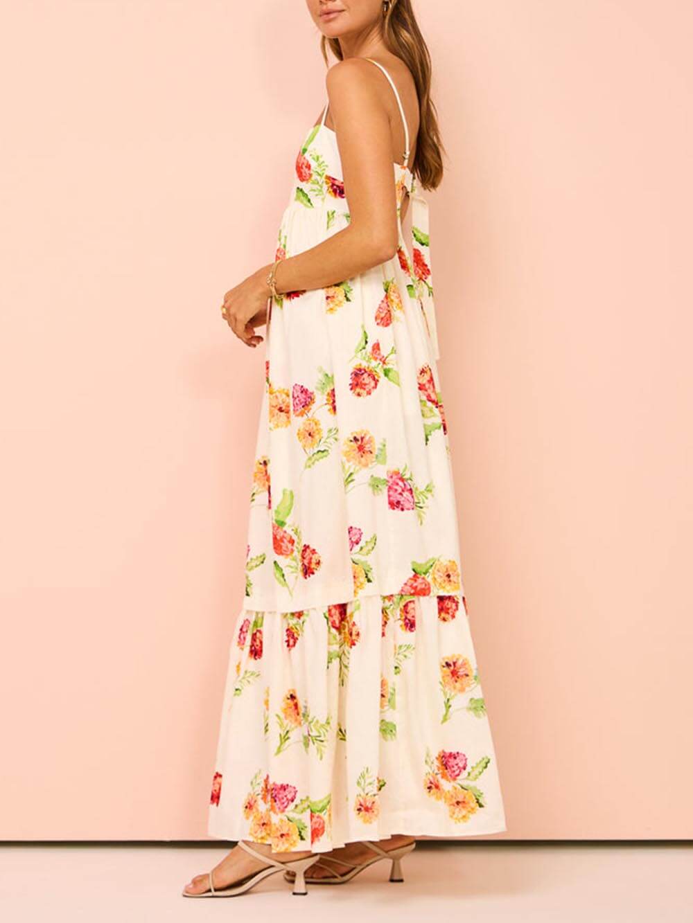Backless Halter-Neck Floral Maxi Dress