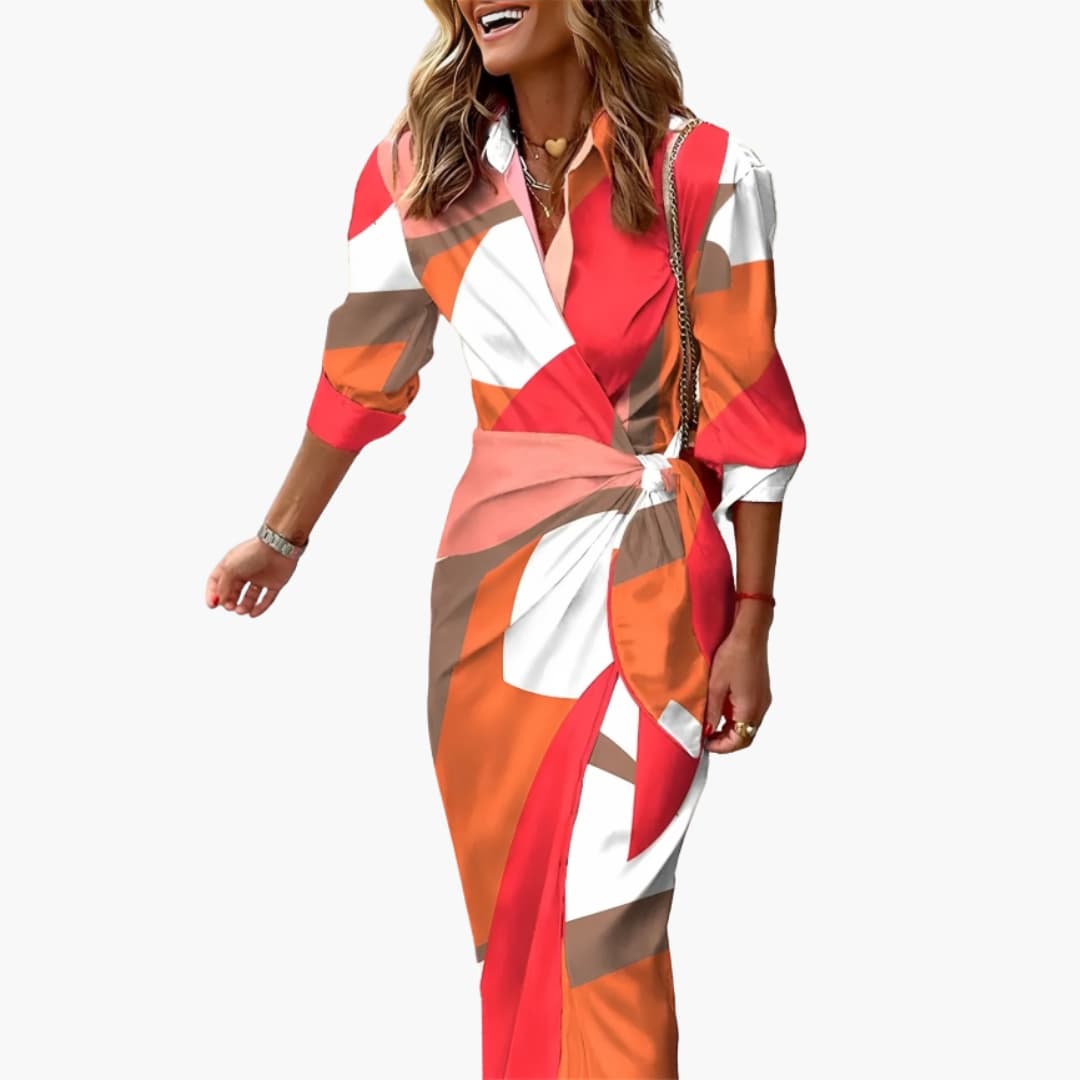 Leah | Printed Wrap Dress Multicolored