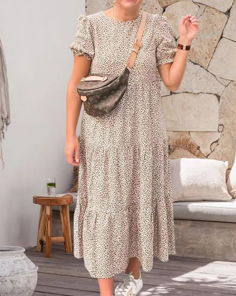 Printed Puff Sleeves Dress