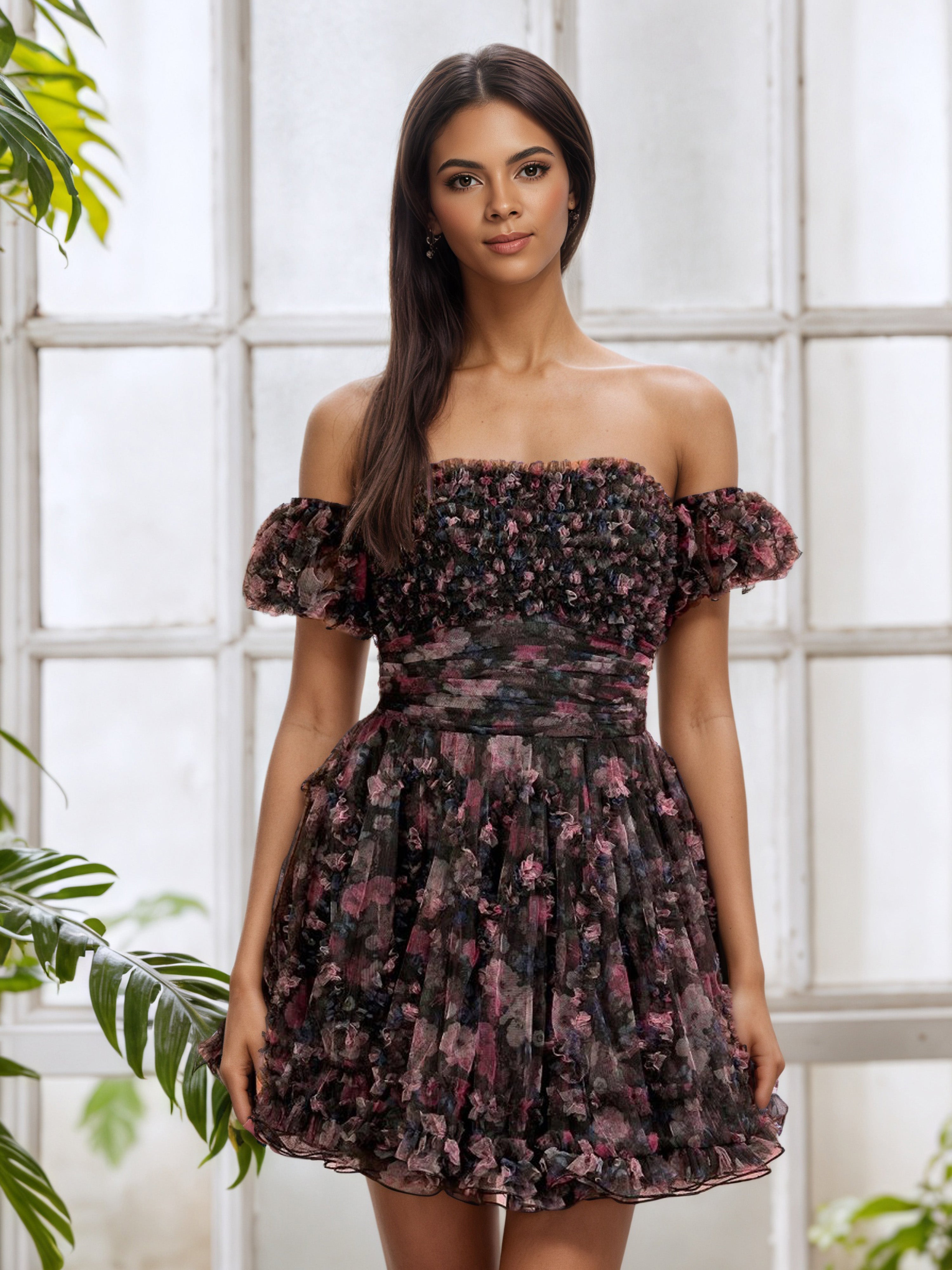 Illusion Black Off The Shoulder Tulle Homecoming Dress