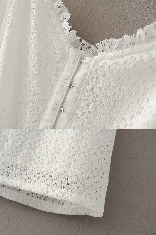 Lace Button-up Mini Dress - View 5