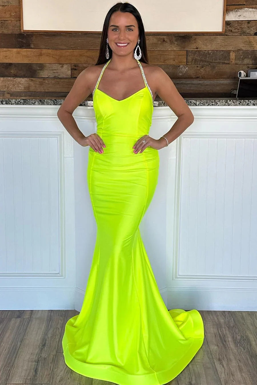Sexy Royal Blue Mermaid Open Back Long Satin Prom Dress