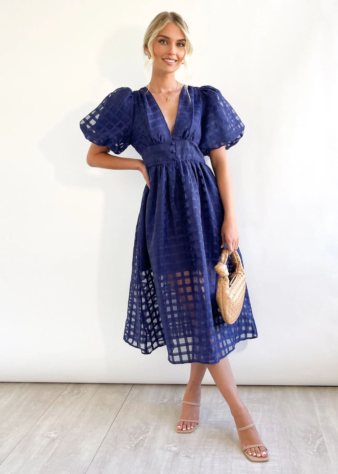 Paradise Midi Dress - Navy Blue