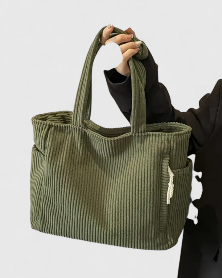 Corduroy Side Pocket Tote Bag