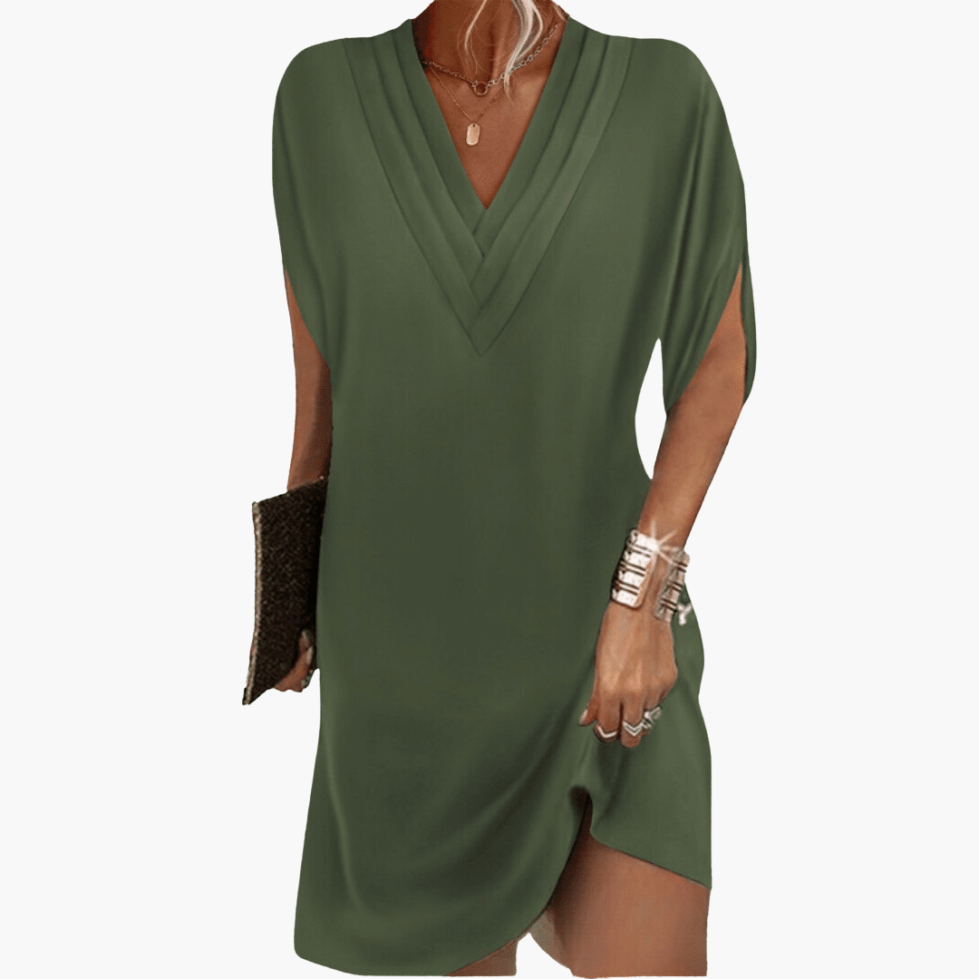 Caroline | Effortless Elegance Shift Dress Olive Green
