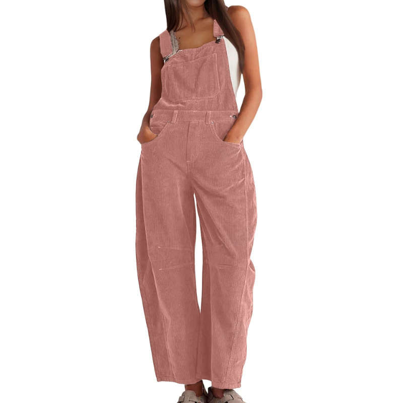 Corduroy Wide Leg Adjustable Strap Overall Jumpsuit