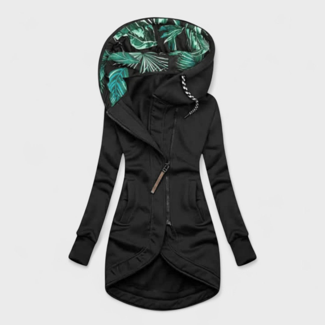 Hooded Asymmetric Zip Front Fleece Coat
