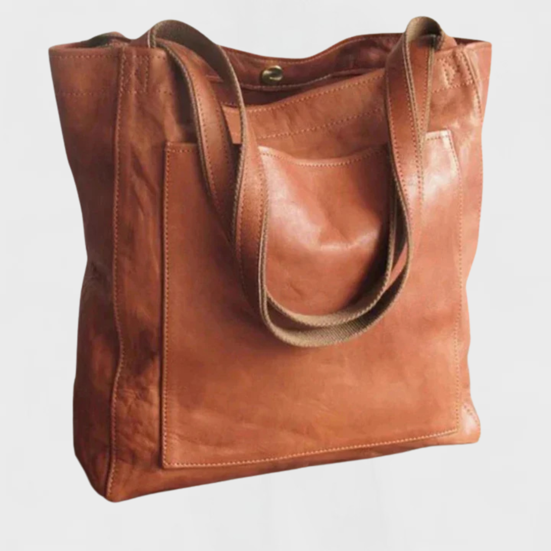 Slouchy Double Handle Faux Leather Tote Bag