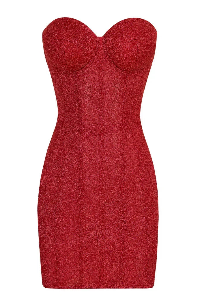 Glitter Strapless Sweetheart Corset Bodycon Mini Dress 12