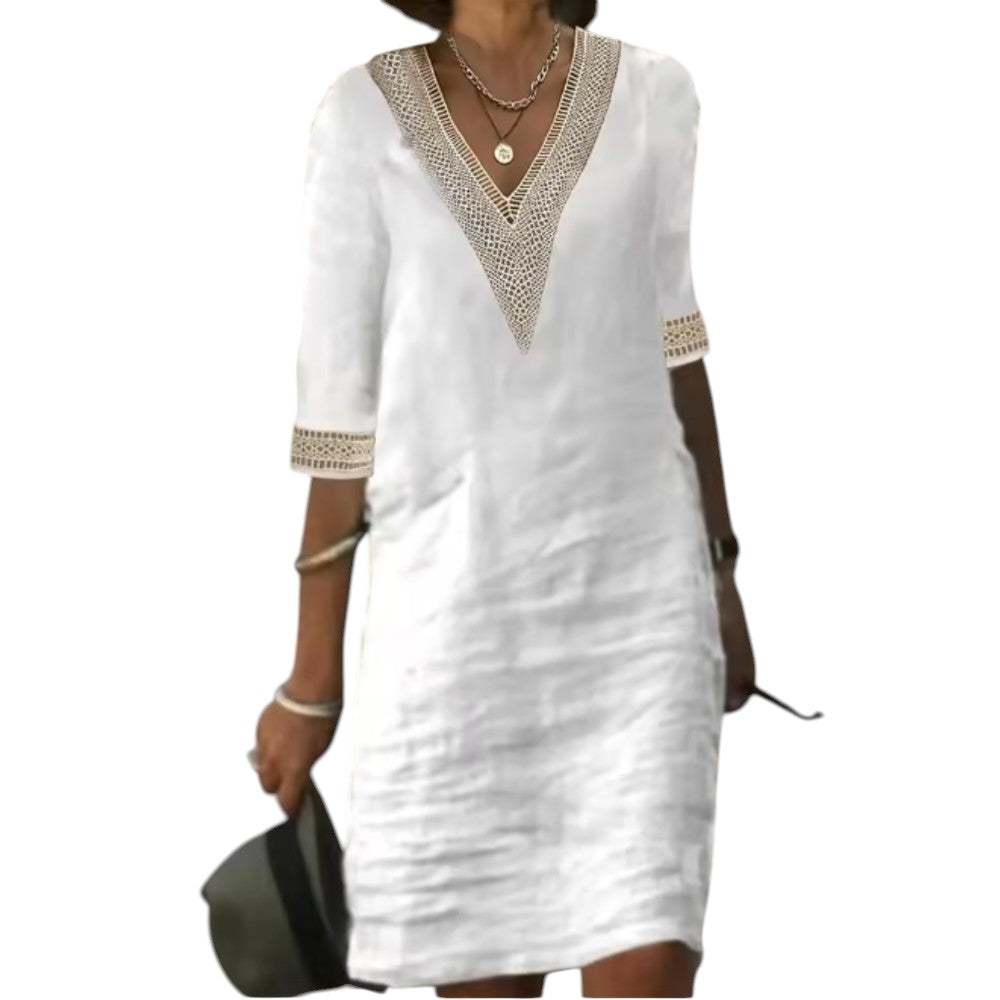 Celestine | Elegant Midi Dress White