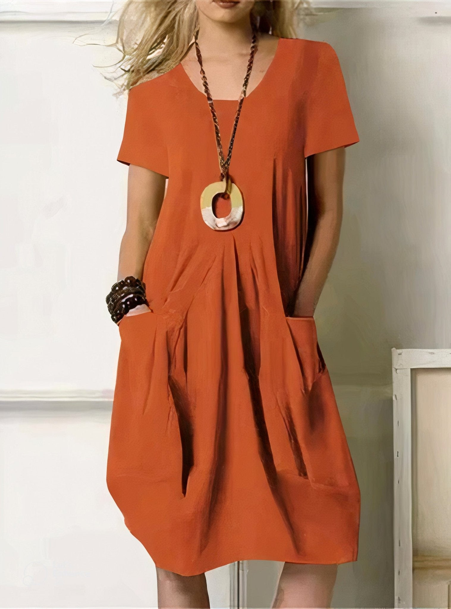 Kwani | Easy Casual Flow Dress Orange