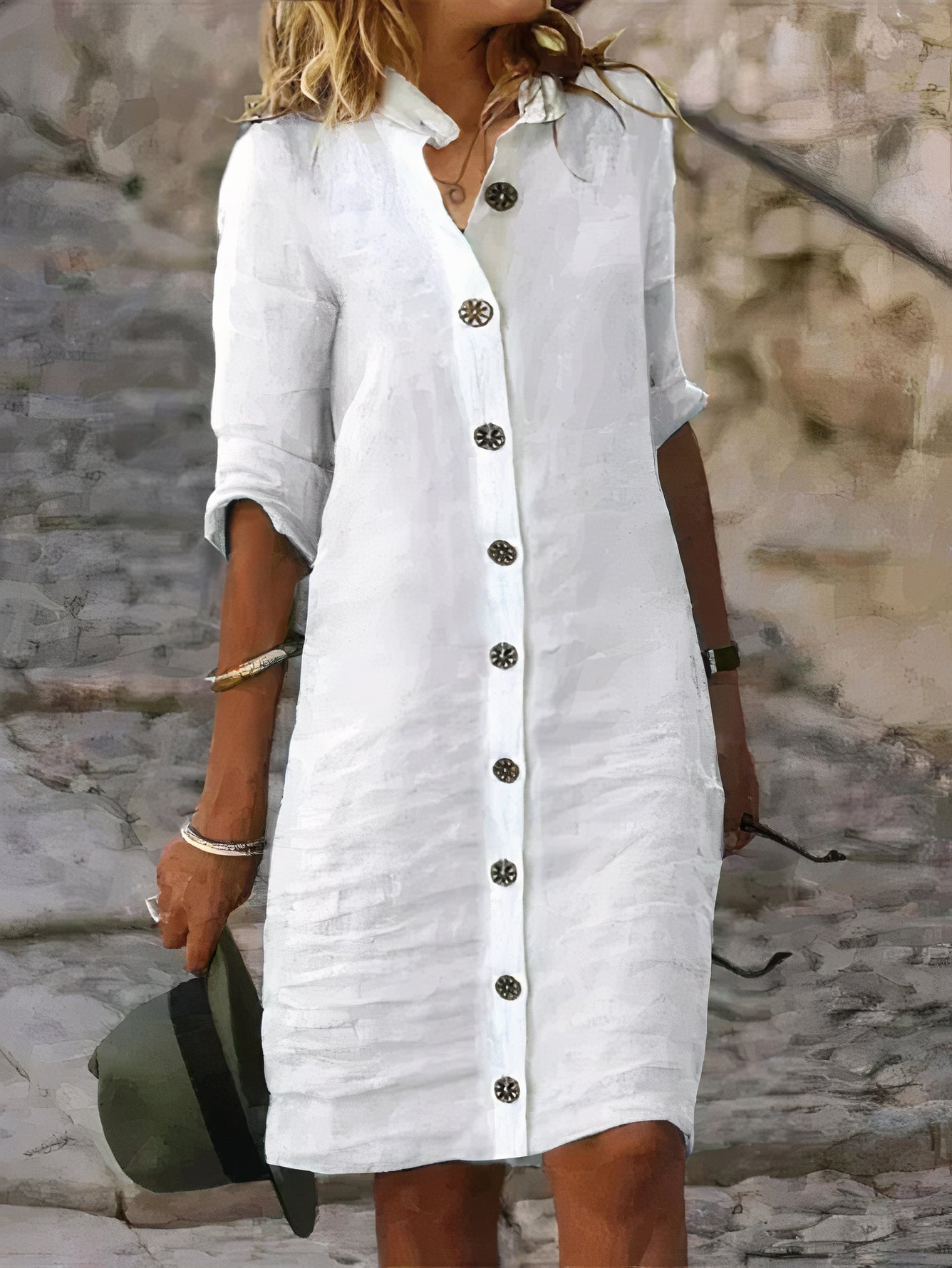 Josefina Statement Summery Linen Shirt Dress Elevated Occasion Wear