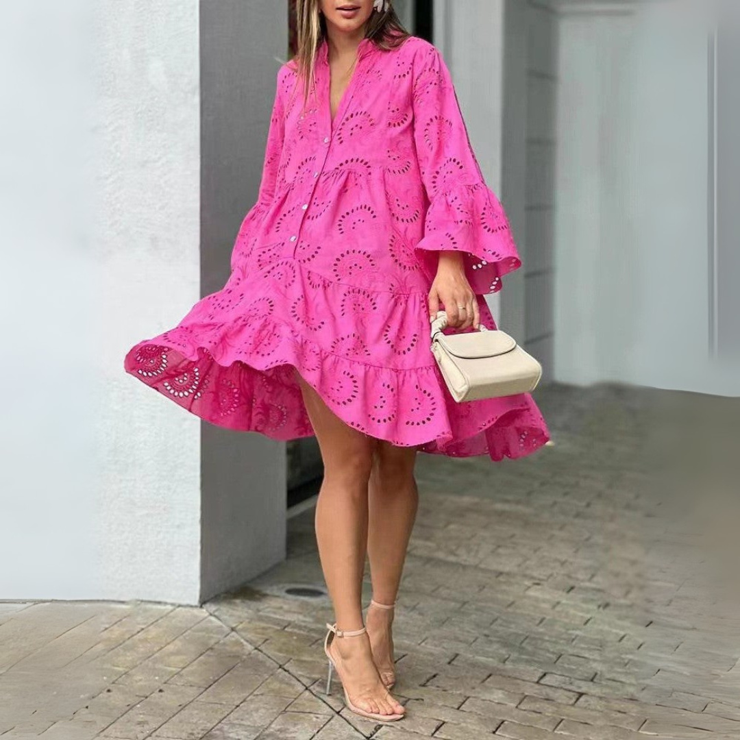 Cindy | Embroidered Tiered Mini Dress Light Pink