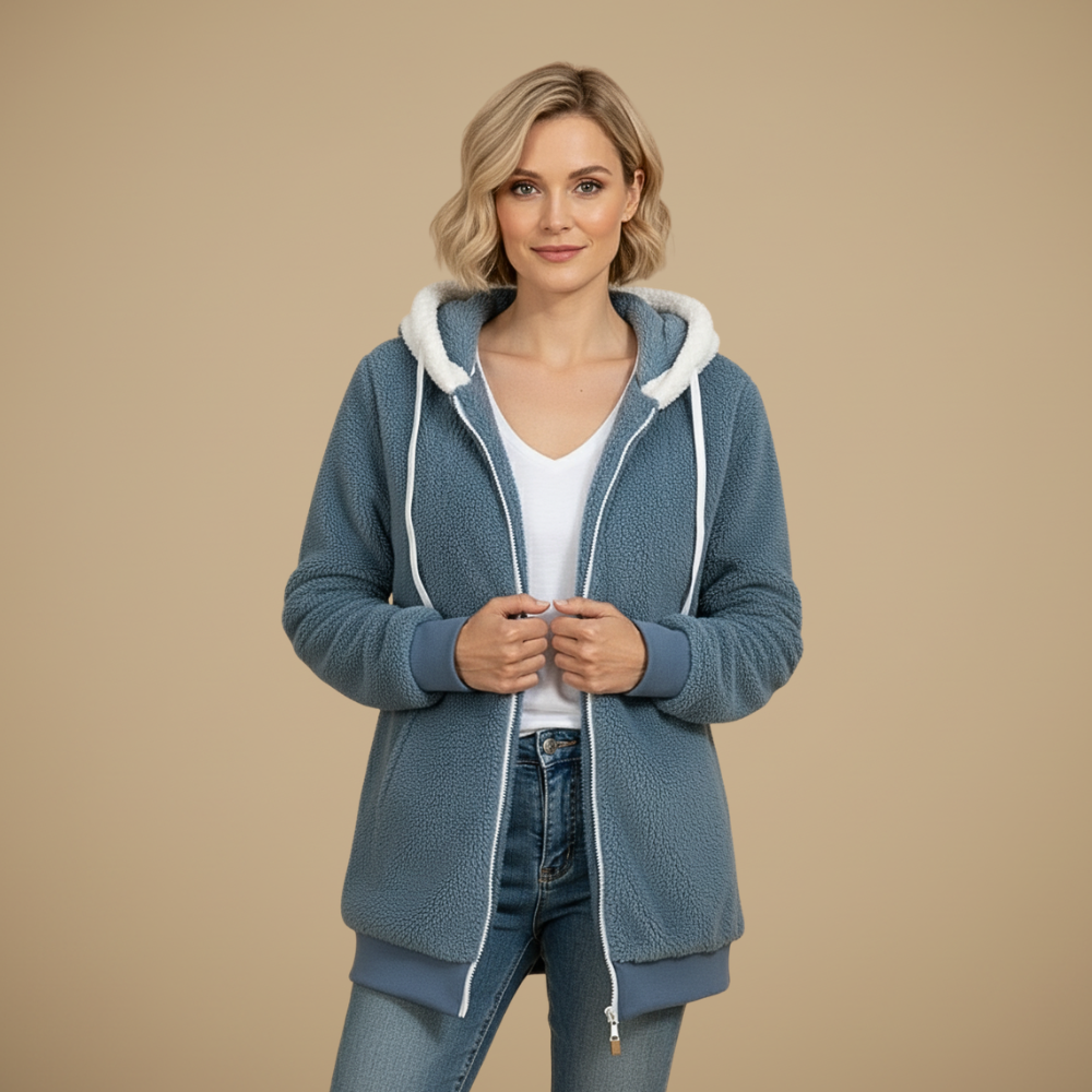 Women's Loose-Fit Fleece Hooded Jacket