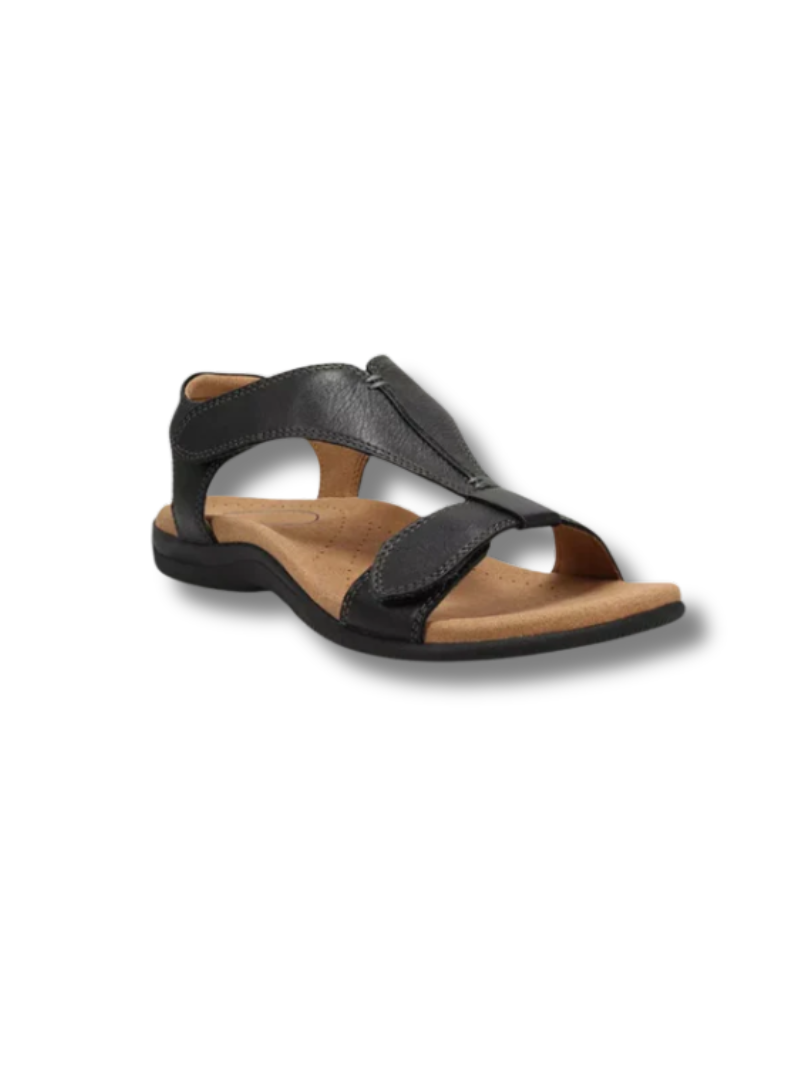 Open Toe T-Strap Cushioned Flat Sandals