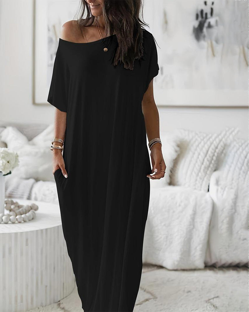 Batwing Sleeve Off Shoulder Maxi Dress 2