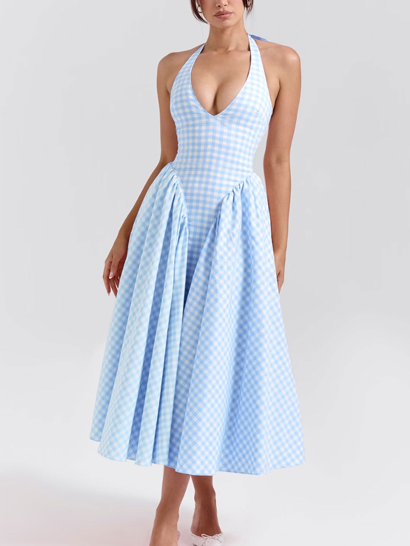 Exclusive Naomi Midi Dress with Deep V Neck Statement Occasion Edit