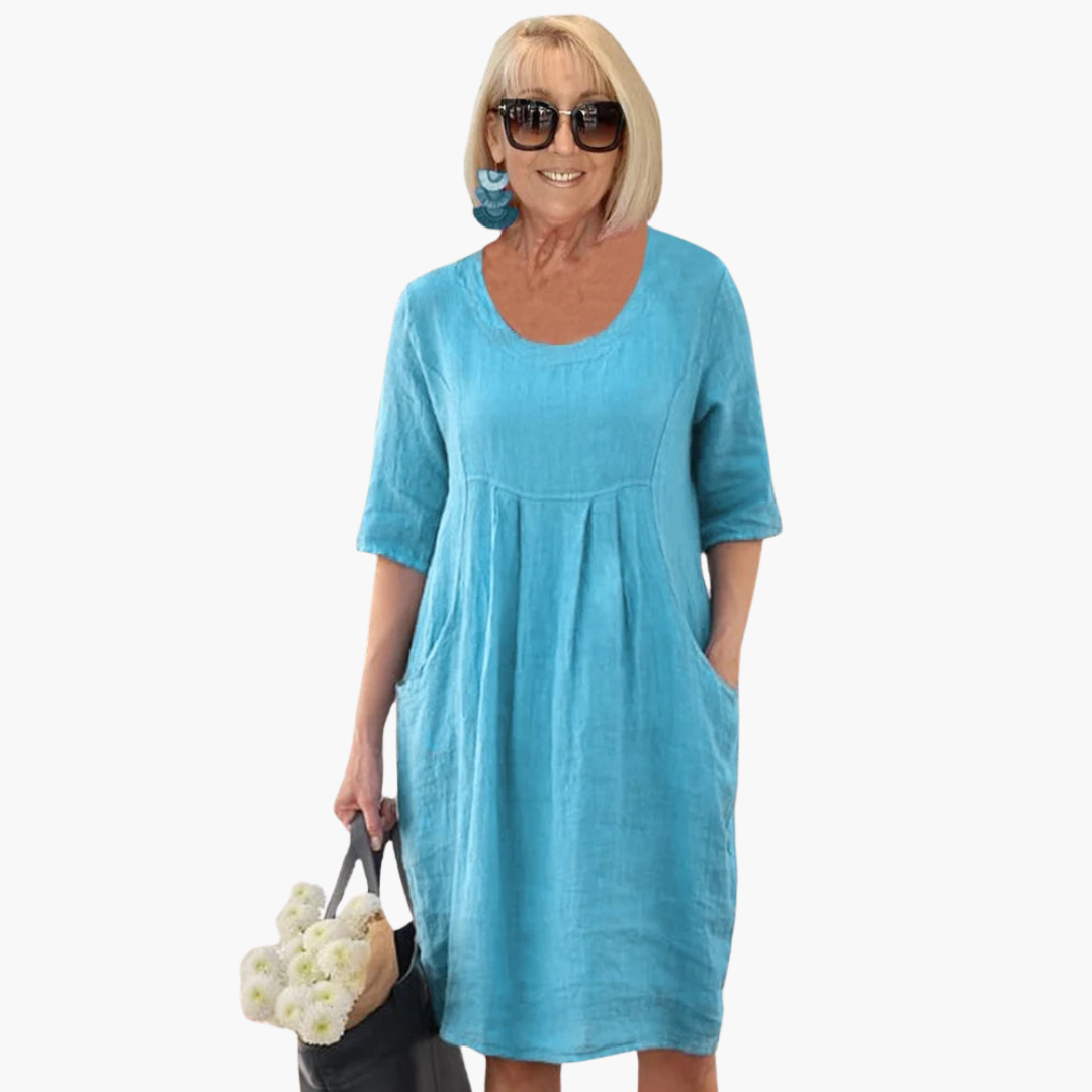 Audrey | Casual Pocket Tunic Dress Light Blue