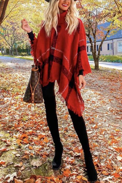 Stripe Tassel Loose High Collar Sweaters