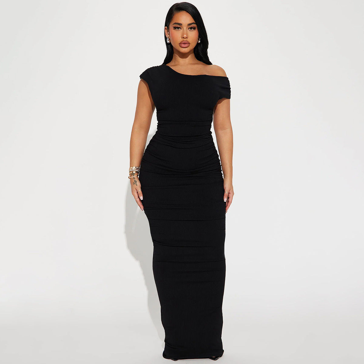 Mystical Off Shoulder Dress - Black
