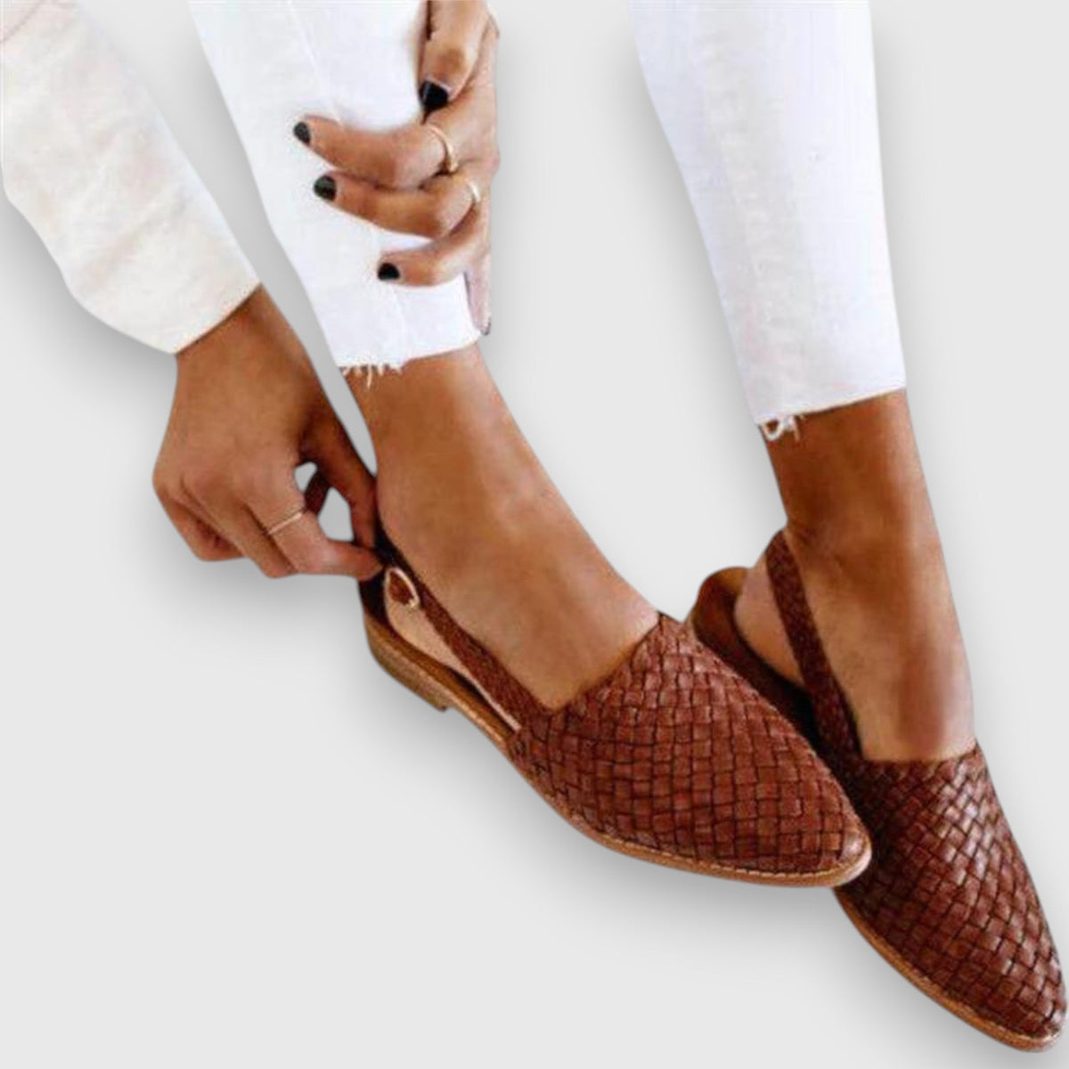 Woven Pointed Toe Slingback Flats
